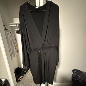Black V Neck Dress. Plus Size.